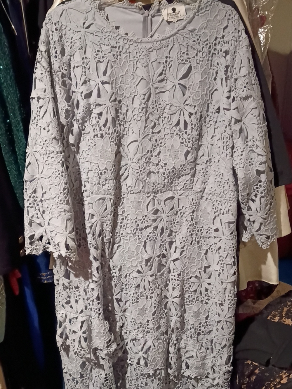 adidas Light Lavender Lace Long Sleeve Midi Dress